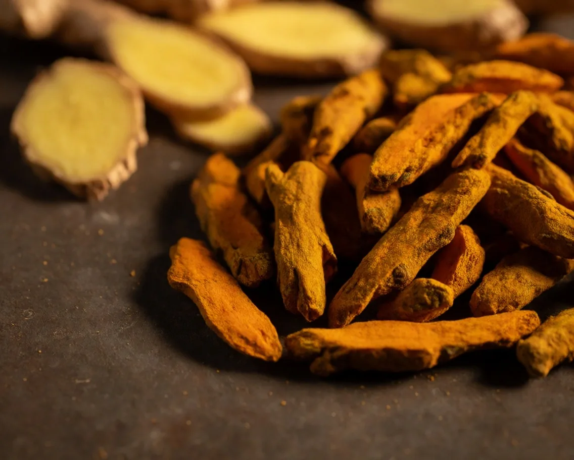 Dried botanical ingredients on a dark counter